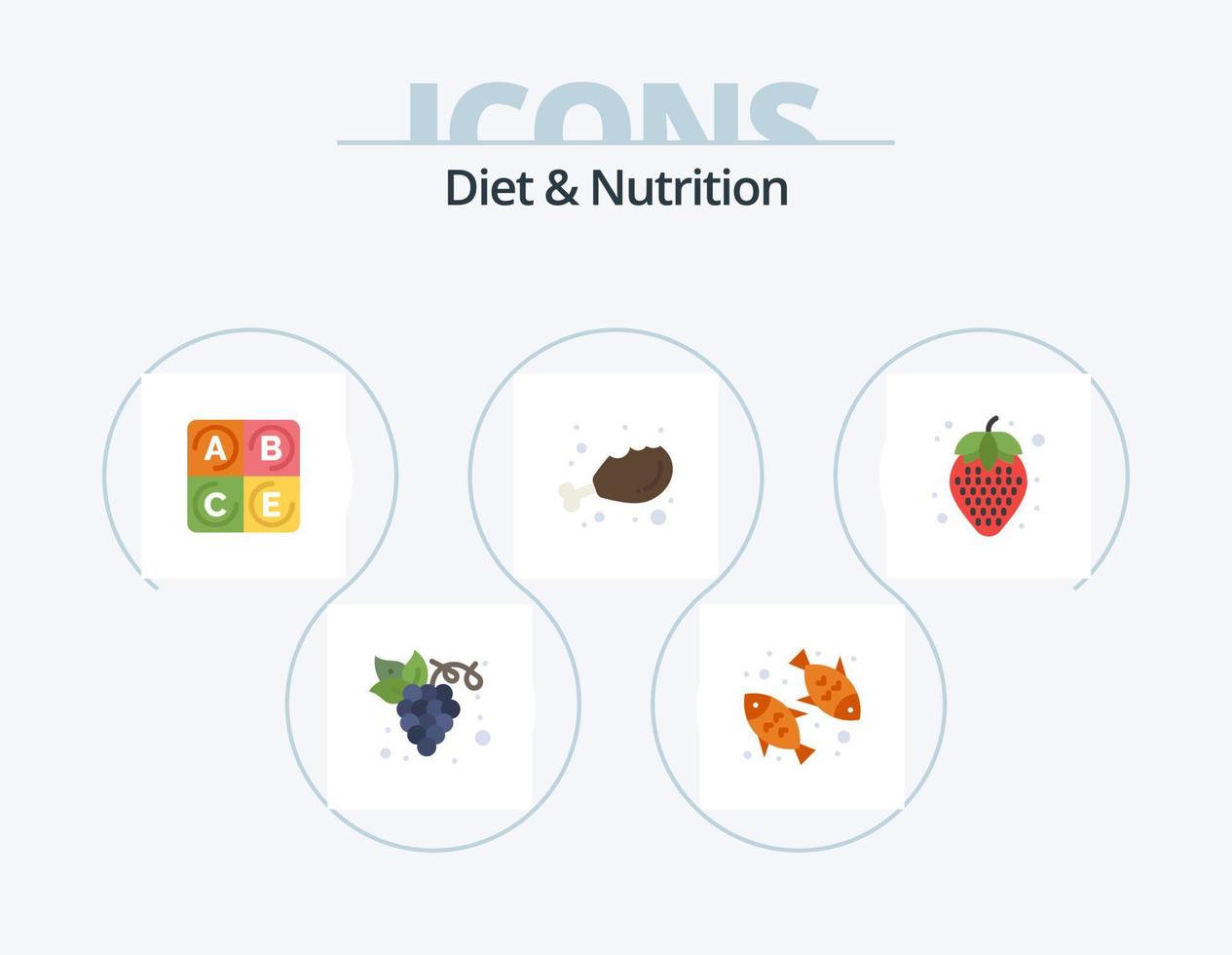 Diet And Nutrition Flat Icon Pack 5 Icon Design. pineapple. diet food. diet. fresh. diet vector
