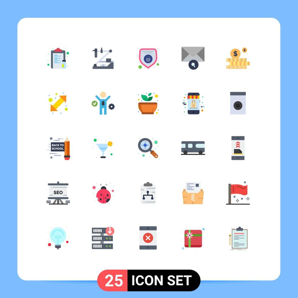 25 Thematic Vector Flat Colors and Editable Symbols of investment search medical message security Editable Vector Design Elements