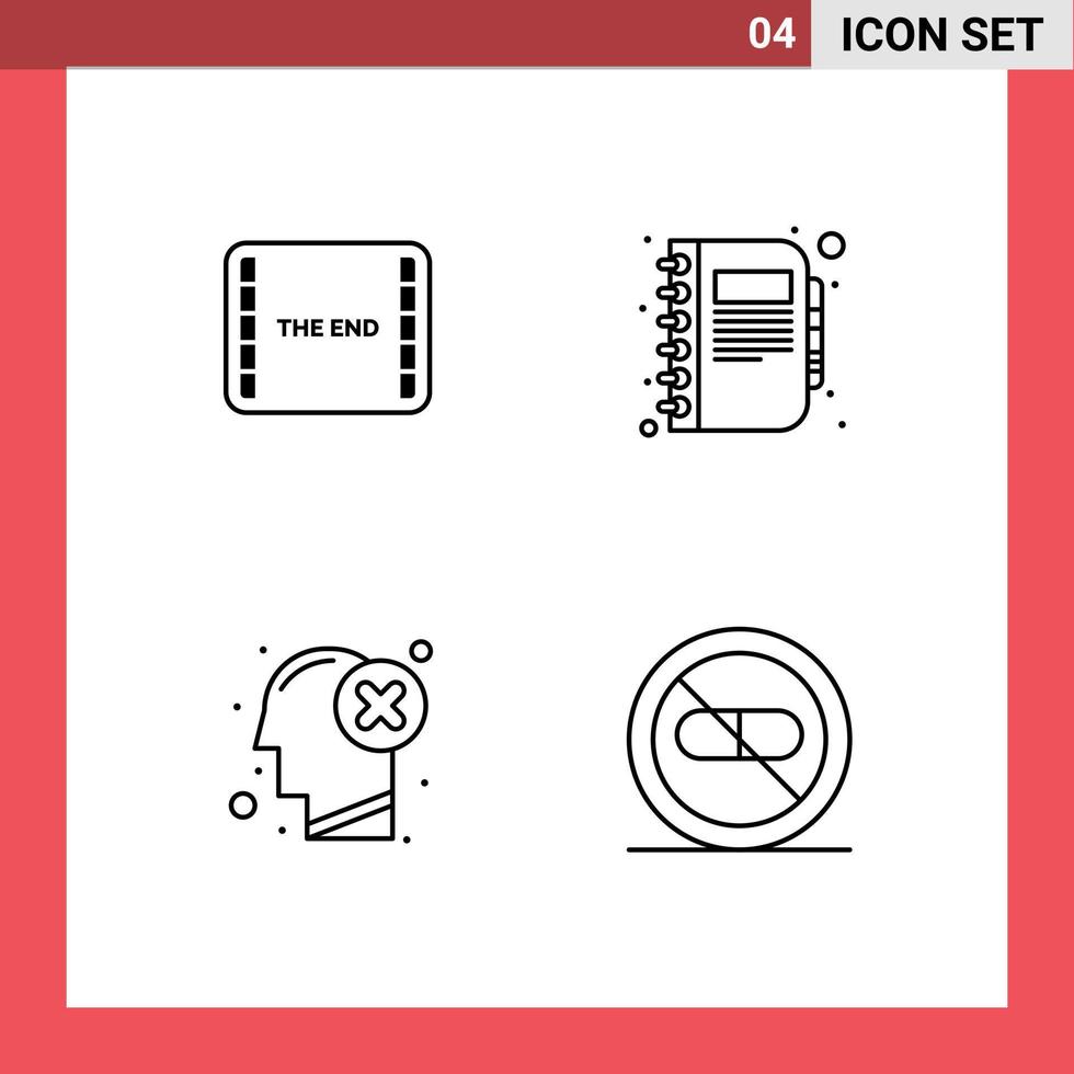 4 Universal Filledline Flat Colors Set for Web and Mobile Applications end brain scene copy head Editable Vector Design Elements