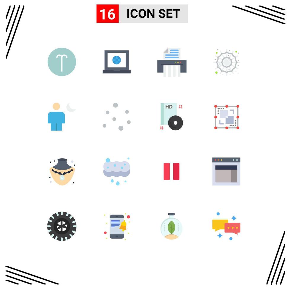 16 Universal Flat Colors Set for Web and Mobile Applications moon body paper avatar spider web Editable Pack of Creative Vector Design Elements