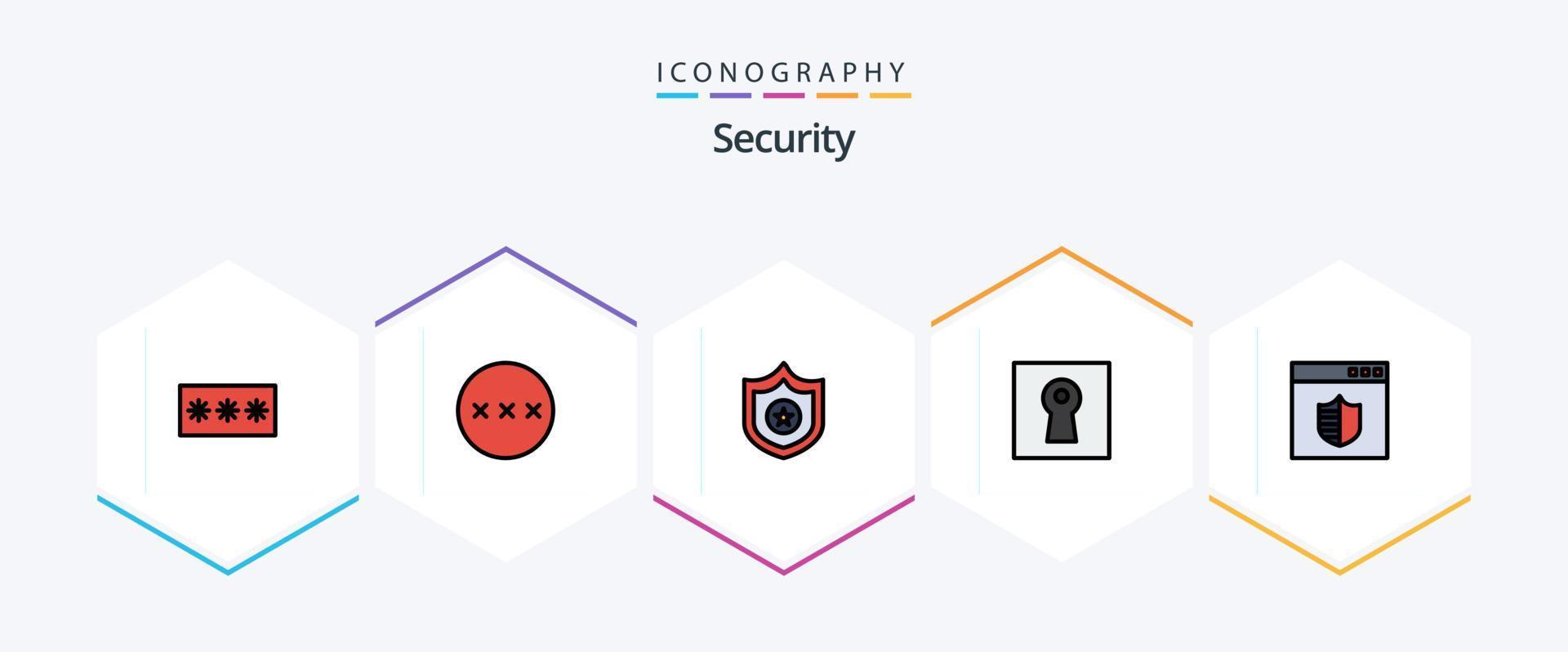 Security 25 FilledLine icon pack including secure. security. security. safe. key vector