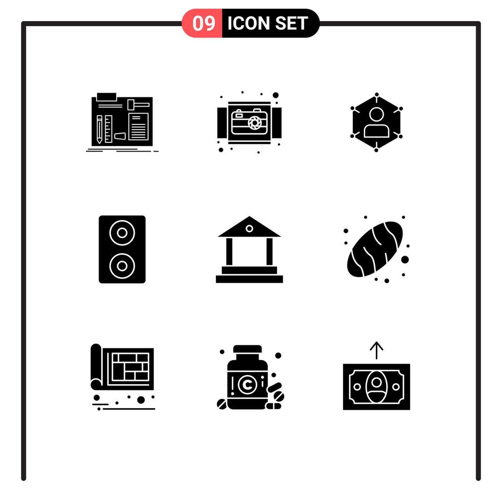 Universal Icon Symbols Group of 9 Modern Solid Glyphs of speakers social product personal network Editable Vector Design Elements