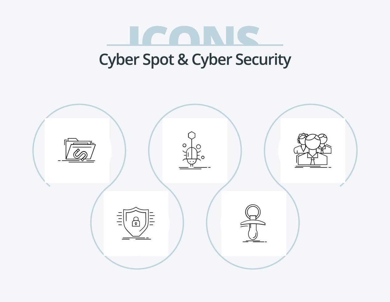 Cyber Spot And Cyber Security Line Icon Pack 5 Icon Design. game. battle. shield. support. lifesaver vector