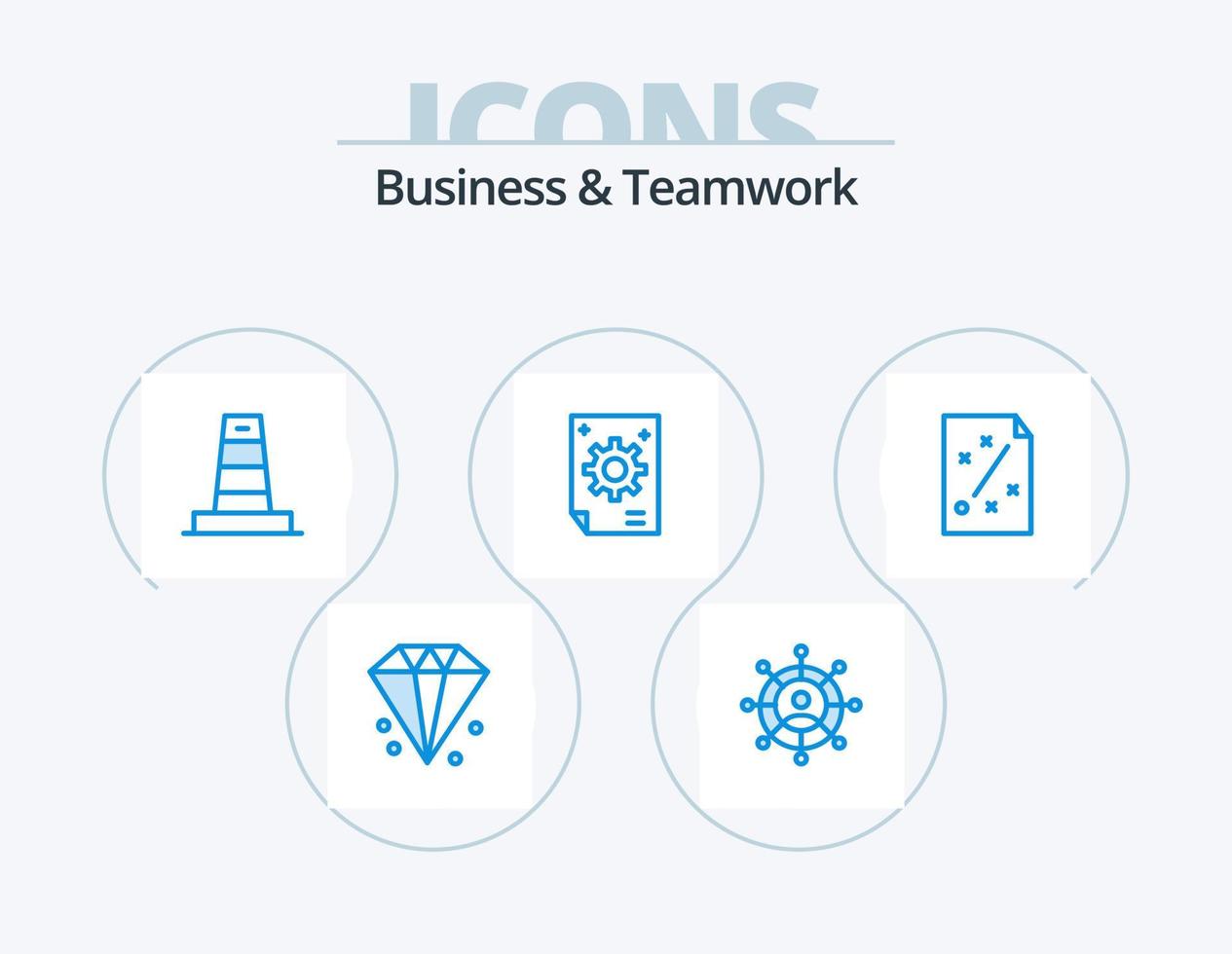 Business And Teamwork Blue Icon Pack 5 Icon Design. creative. collective. business. under vector