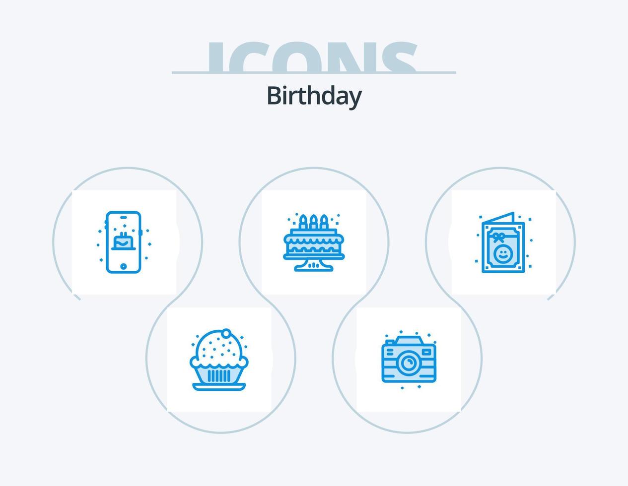 Birthday Blue Icon Pack 5 Icon Design. party. celebration. birthday. birthday. cake vector