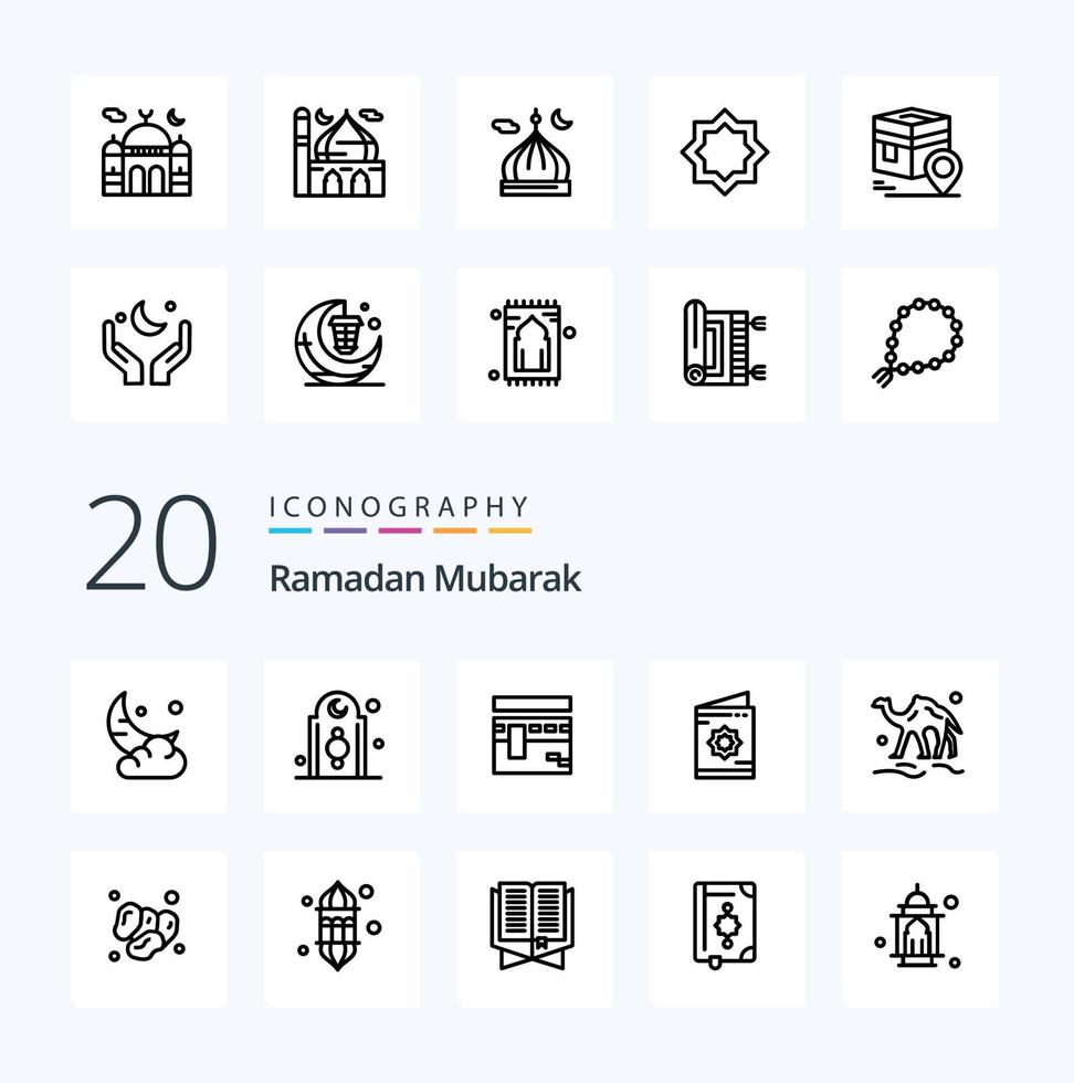 20 Ramadan Line icon Pack like ramadan card tower religion pray vector