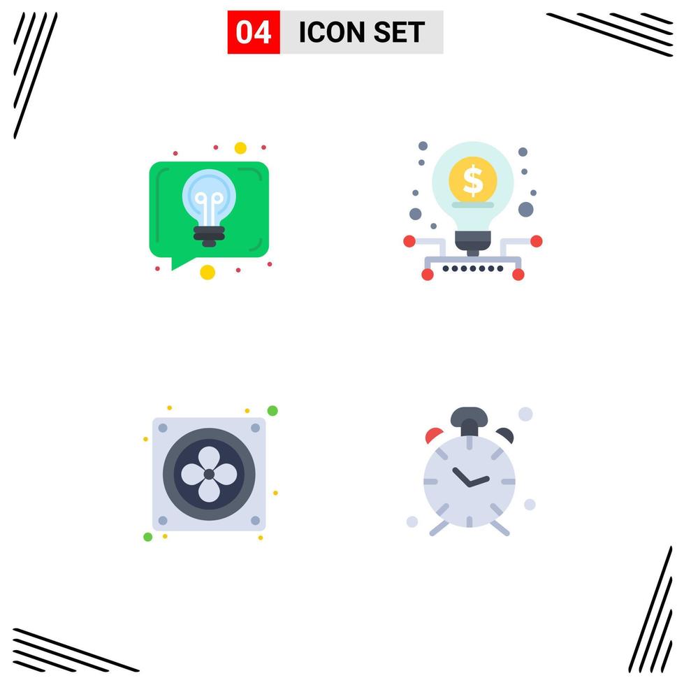 4 Creative Icons Modern Signs and Symbols of conversation fan talk startup alarm Editable Vector Design Elements