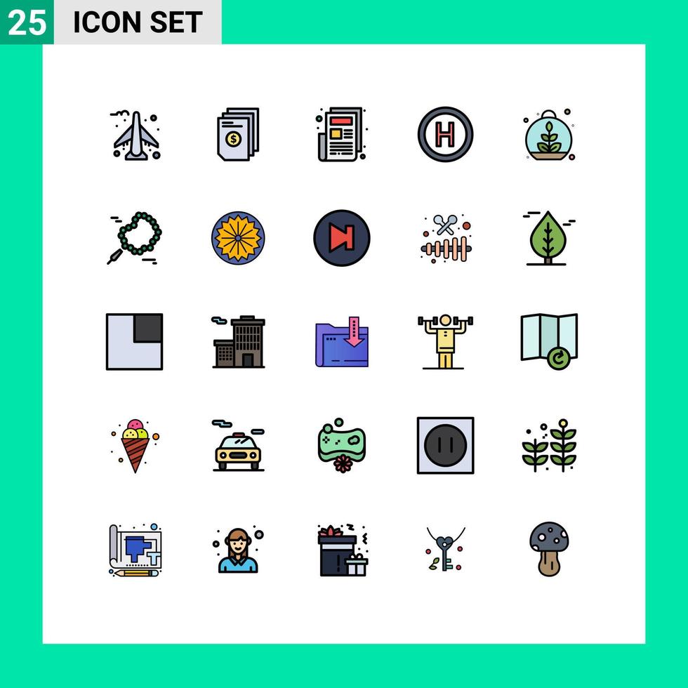 Universal Icon Symbols Group of 25 Modern Filled line Flat Colors of spring leaf news growing sign Editable Vector Design Elements