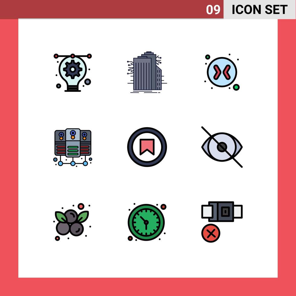 Set of 9 Modern UI Icons Symbols Signs for tag interface internet shared database server Editable Vector Design Elements