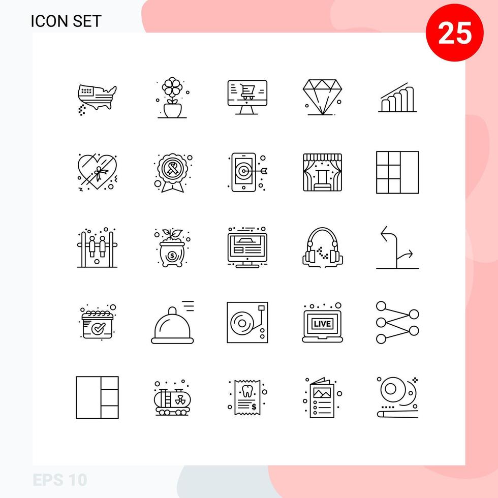 Editable Vector Line Pack of 25 Simple Lines of analysis progress monitor chart jewl Editable Vector Design Elements