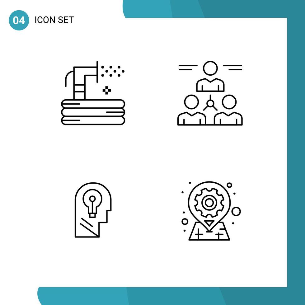 Group of 4 Modern Filledline Flat Colors Set for flush man summer user head Editable Vector Design Elements