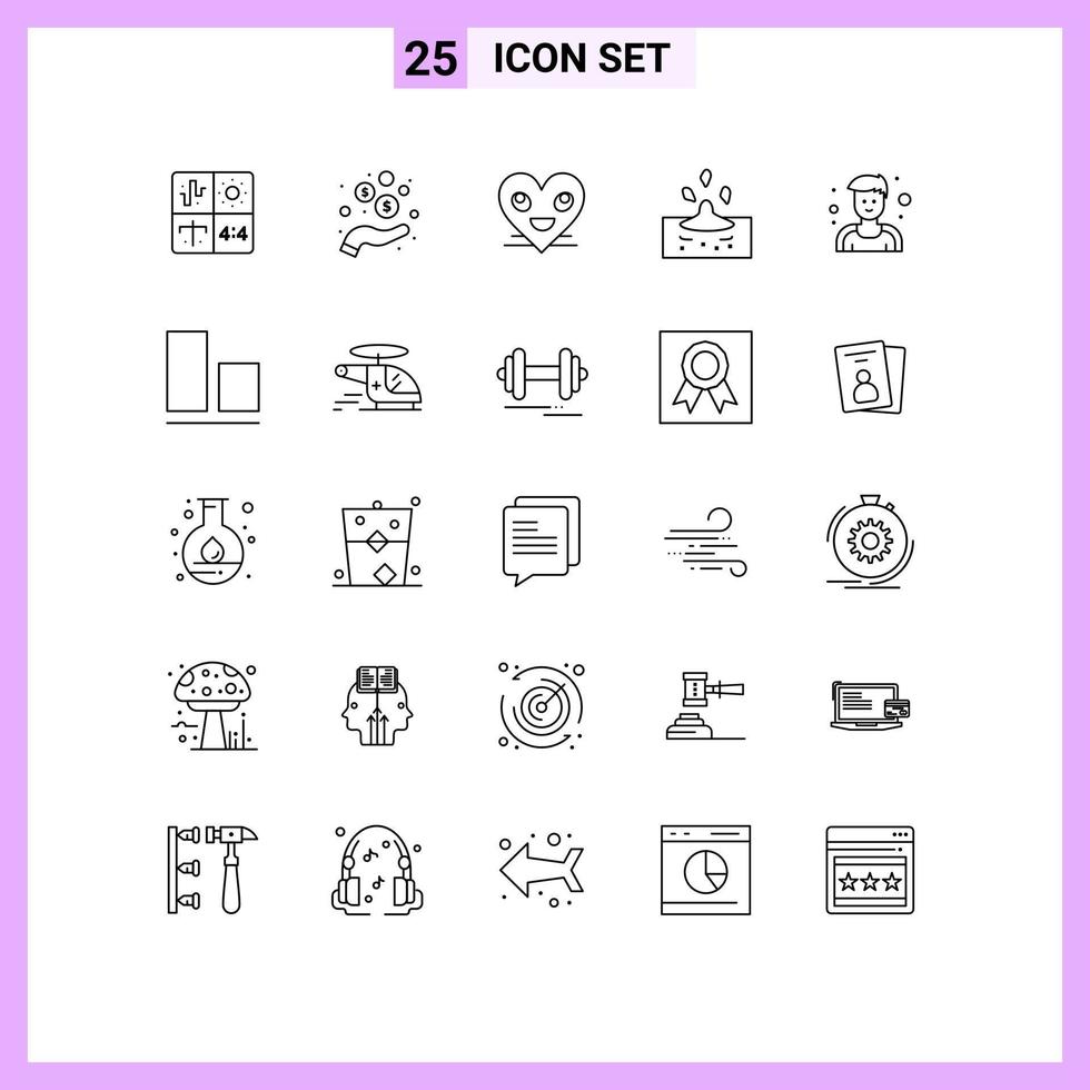 25 iconos creativos signos y símbolos modernos de monedas de lluvia de agua caen elementos de diseño vectorial editables vector