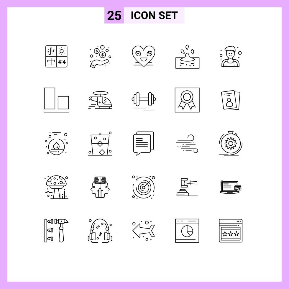 25 Creative Icons Modern Signs and Symbols of water rain coins drop face Editable Vector Design Elements