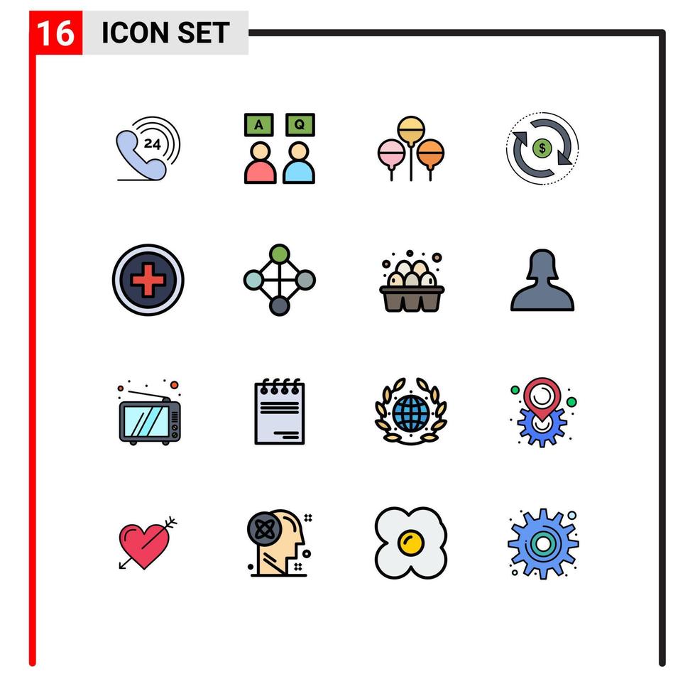 Stock Vector Icon Pack of 16 Line Signs and Symbols for regular money bloon market finance Editable Creative Vector Design Elements
