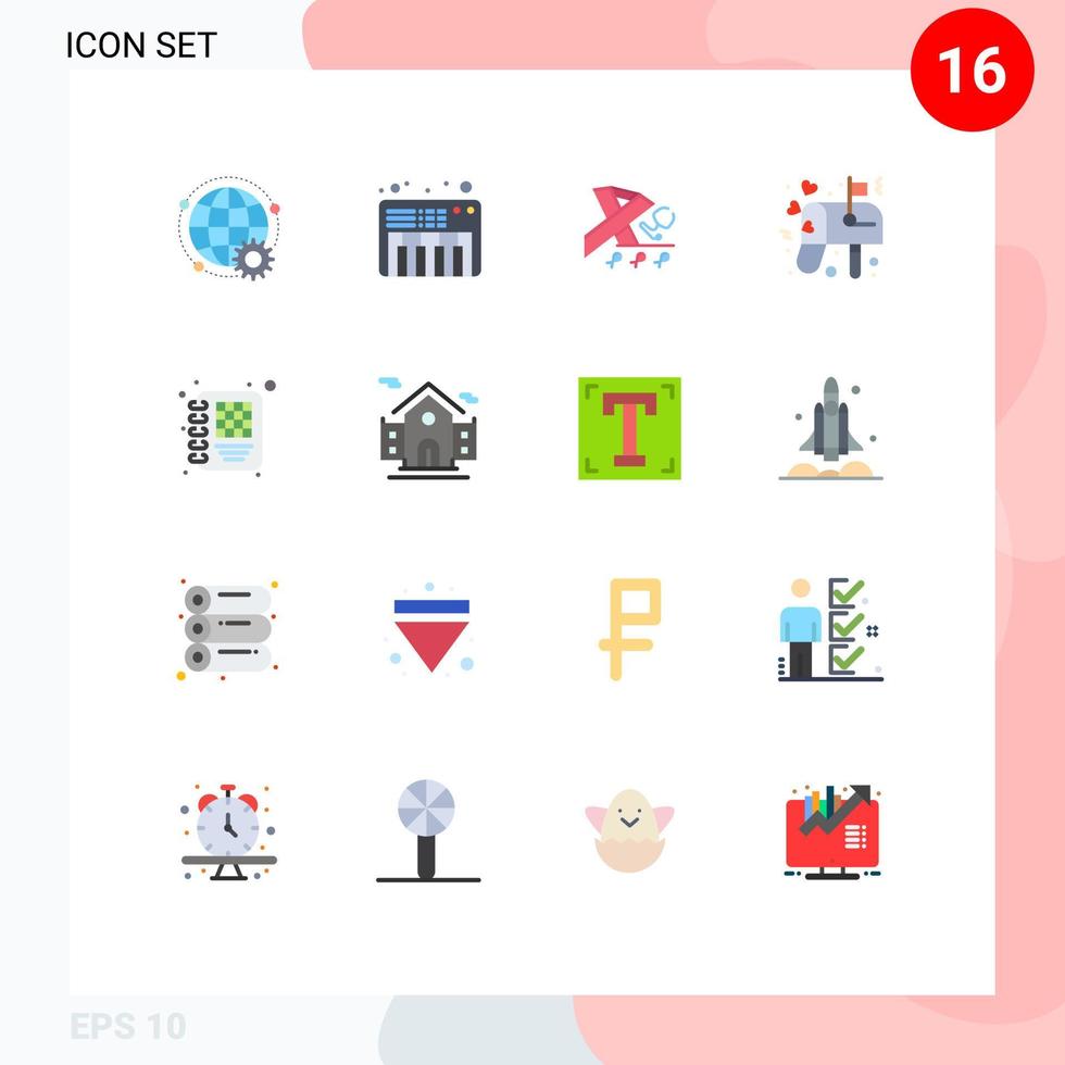 conjunto de 16 iconos de interfaz de usuario modernos signos de símbolos para correo diario estetoscopio caja de amor paquete editable de elementos de diseño de vectores creativos