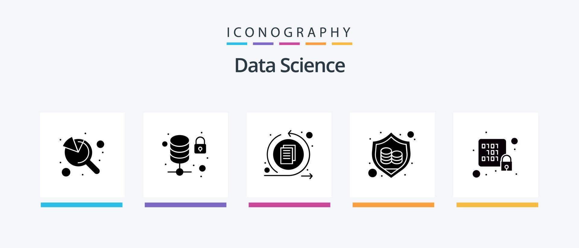 paquete de iconos de glifo 5 de ciencia de datos que incluye estante. cerrar. interfaz. base de datos. proteccion. diseño de iconos creativos vector