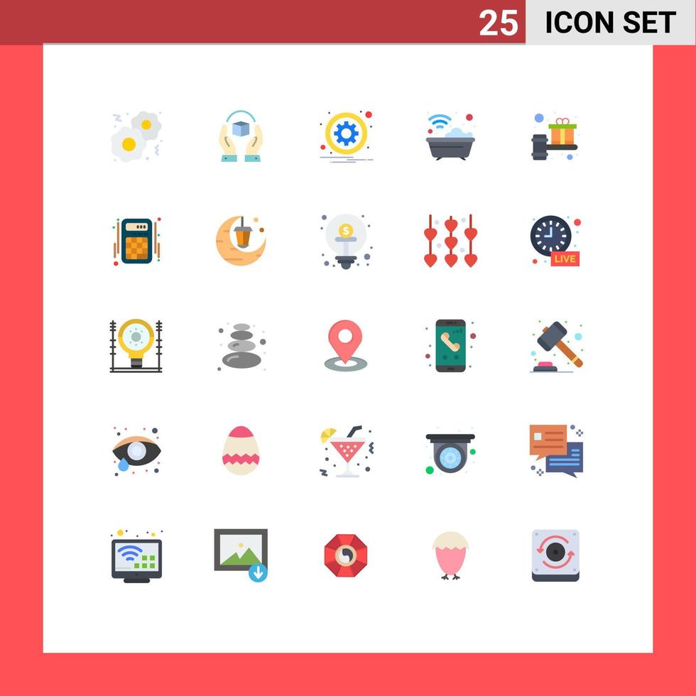 User Interface Pack of 25 Basic Flat Colors of washroom smart circle house options Editable Vector Design Elements