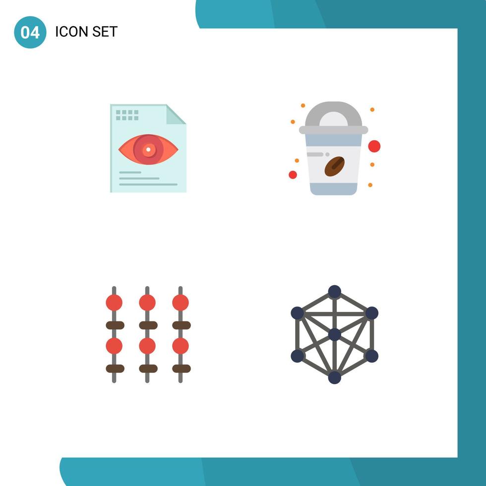 4 paquete de iconos planos de interfaz de usuario de signos y símbolos modernos de elementos de diseño vectorial editables de datos de starbucks de computación de carne de archivo vector