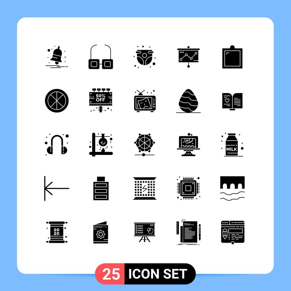 Pack of 25 creative Solid Glyphs of furniture projector baby panty graph chart Editable Vector Design Elements