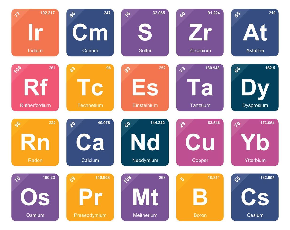 20 Preiodic table of the elements Icon Pack Design vector