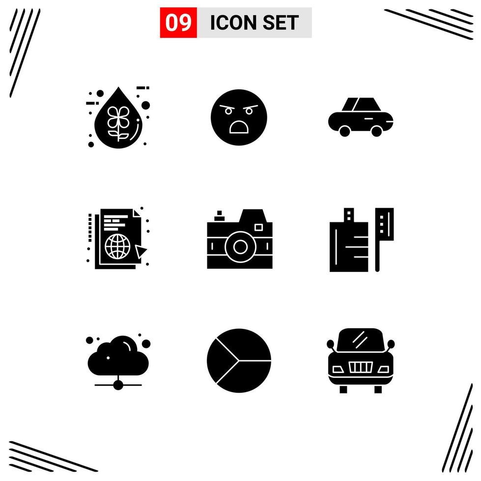 Stock Vector Icon Pack of 9 Line Signs and Symbols for media sync feeling internet file Editable Vector Design Elements