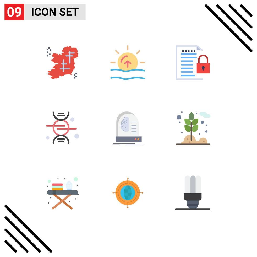 Mobile Interface Flat Color Set of 9 Pictograms of medical bone weather adn padlock Editable Vector Design Elements