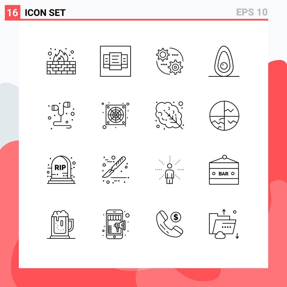 16 Creative Icons Modern Signs and Symbols of smartphone headset setting hand free food Editable Vector Design Elements