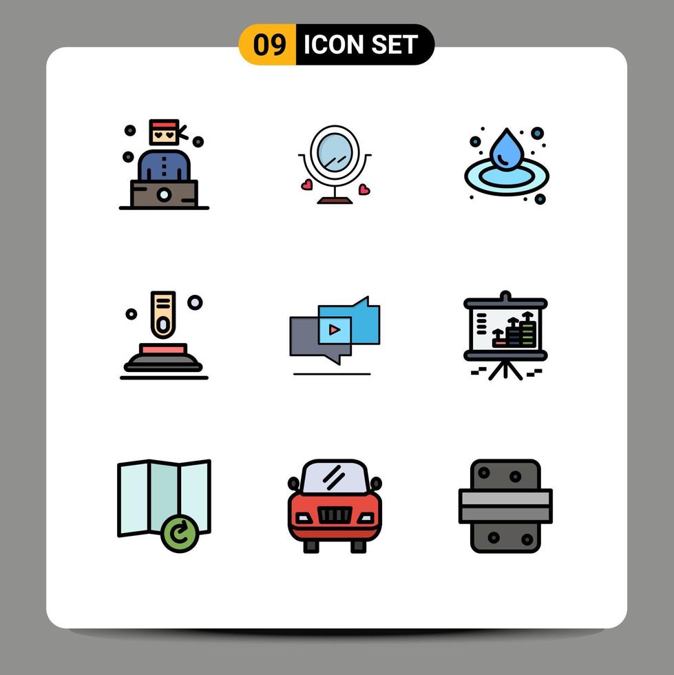 9 Filledline Flat Color concept for Websites Mobile and Apps viral marketing viral oil start button Editable Vector Design Elements