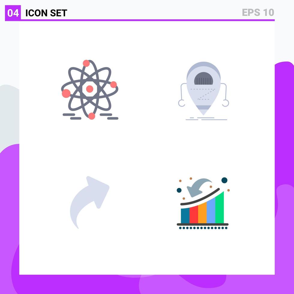 Pictogram Set of 4 Simple Flat Icons of atom up android robot businessman Editable Vector Design Elements