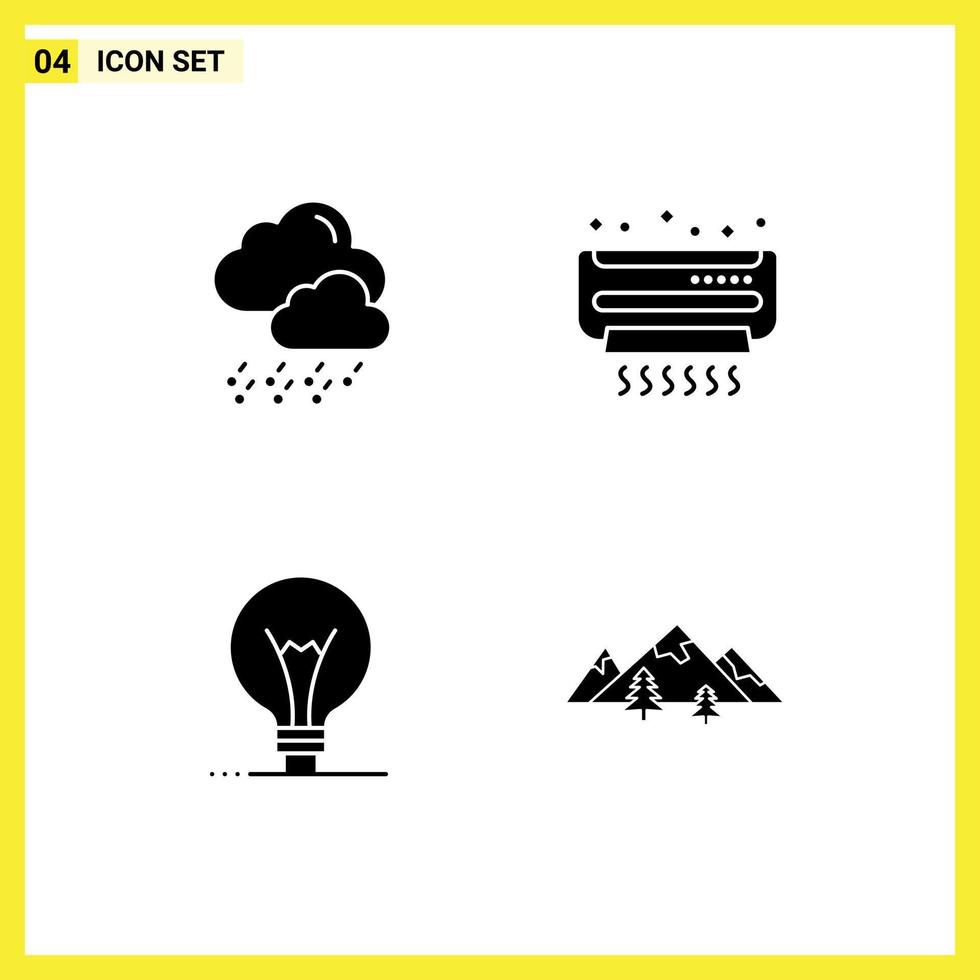 4 Creative Icons Modern Signs and Symbols of snow invention ac summer rocks Editable Vector Design Elements