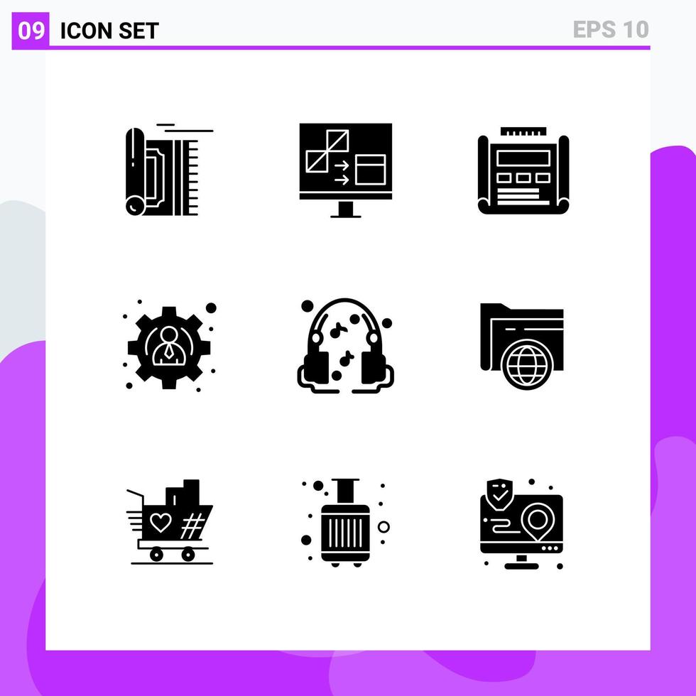 9 Creative Icons Modern Signs and Symbols of user management develop layout development Editable Vector Design Elements