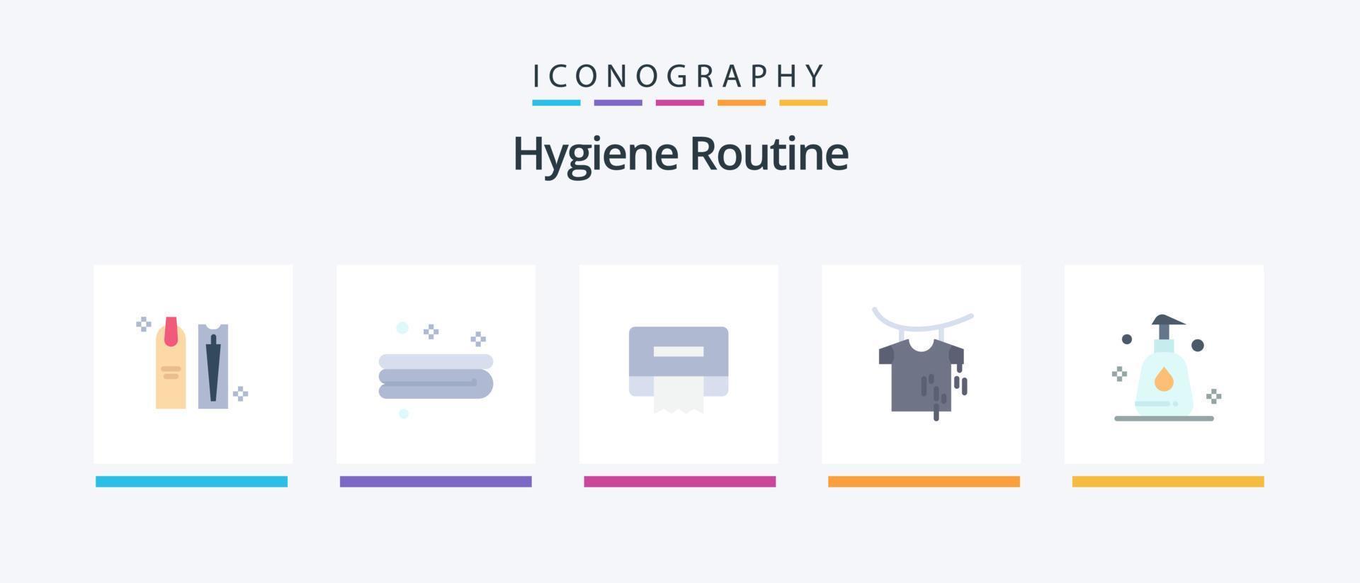 Paquete de 5 iconos planos de rutina de higiene que incluye. rociar. limpieza. limpieza. el secado. diseño de iconos creativos vector