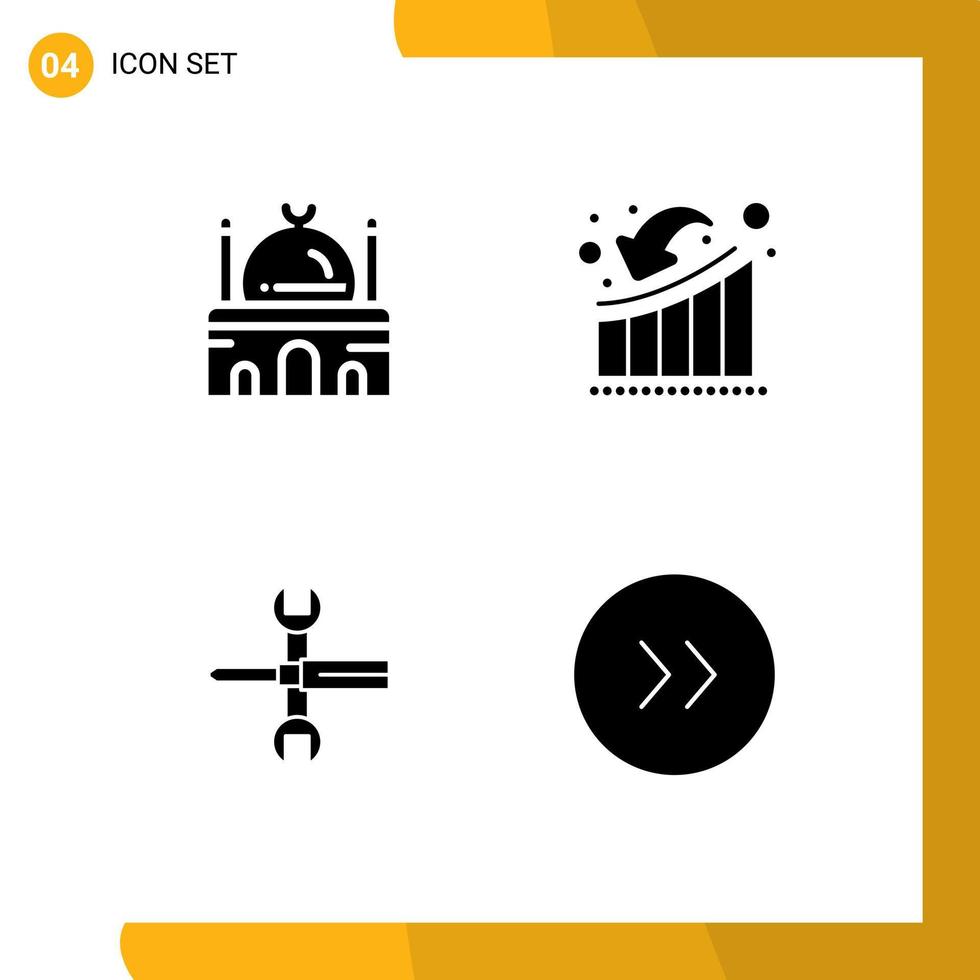 4 iconos creativos, signos y símbolos modernos de pérdida de construcción, controles de descenso musulmán, elementos de diseño vectorial editables vector