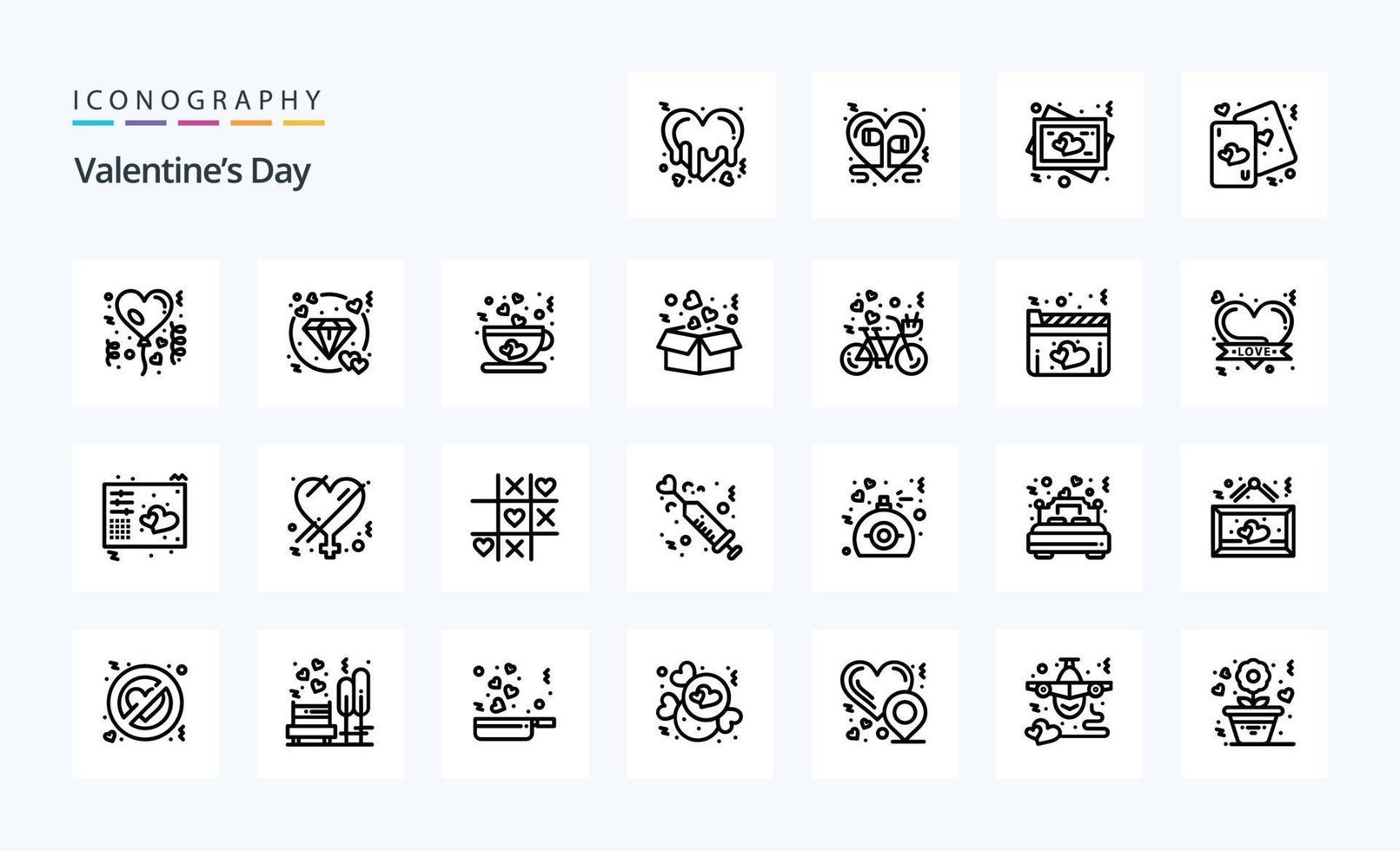 25 Valentines Day Line icon pack vector