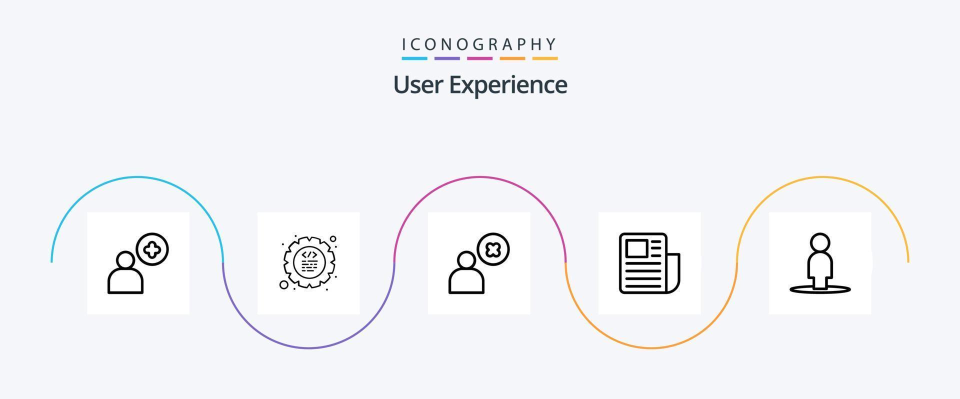 User Experience Line 5 Icon Pack Including text sheet. sheet . document . user vector