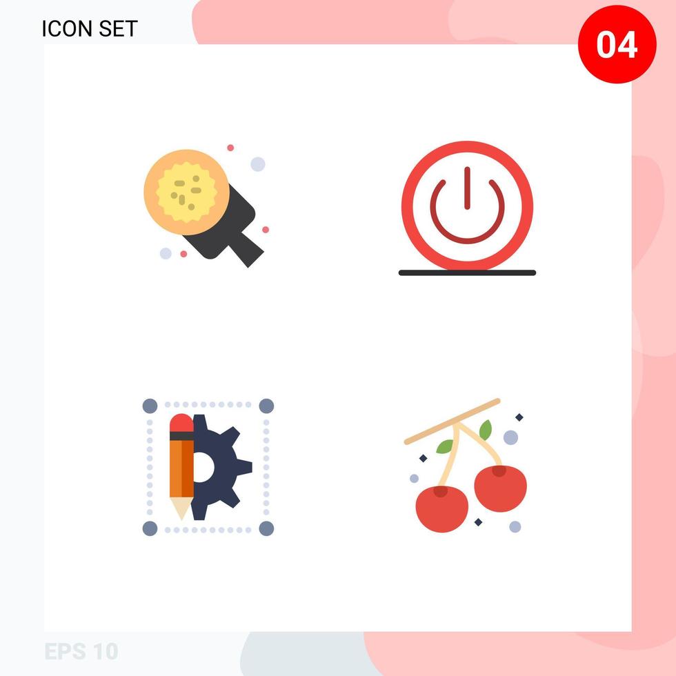 Modern Set of 4 Flat Icons Pictograph of baking ui pizza off design Editable Vector Design Elements