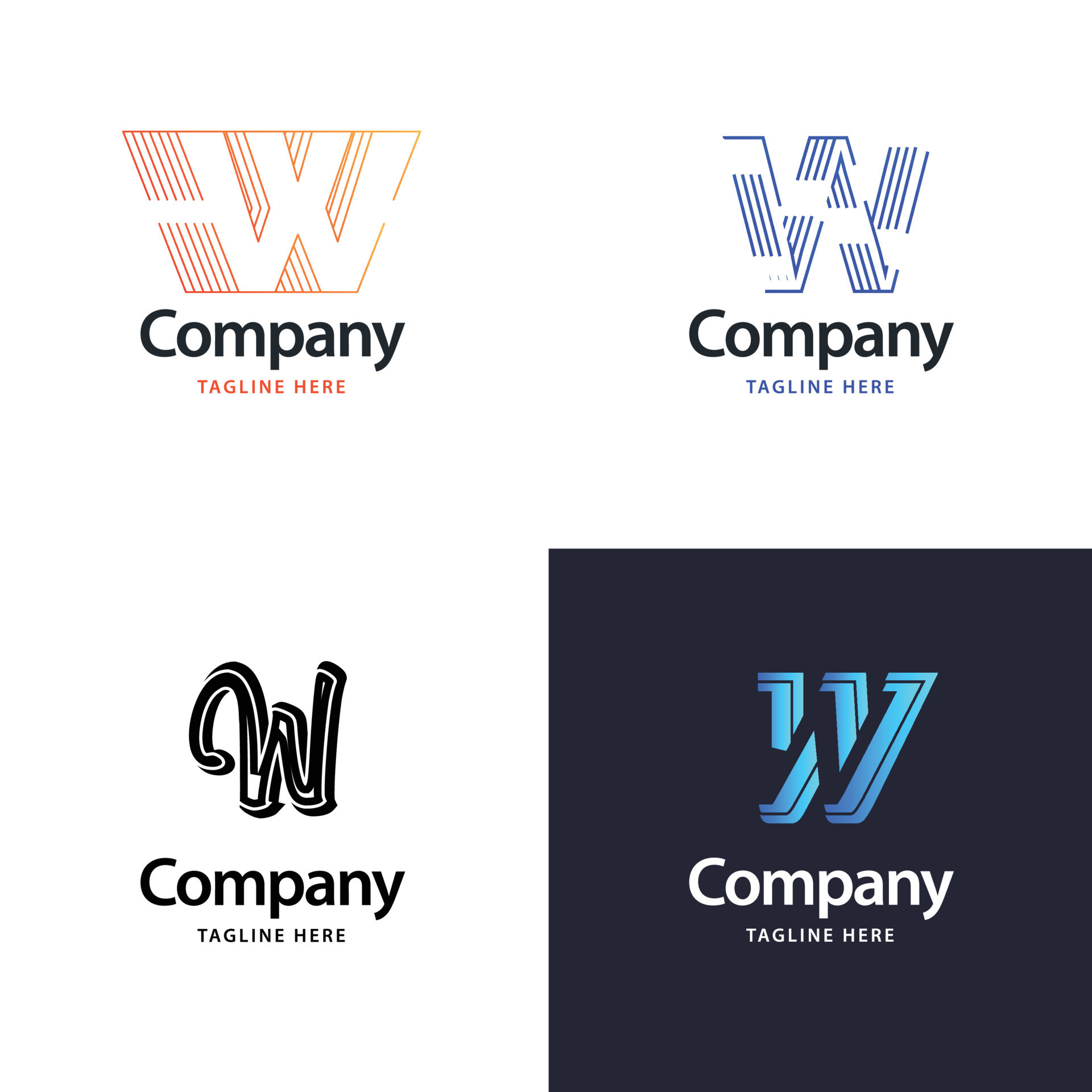 Free Vector  Letter w big logo pack design creative modern logos design  for your business