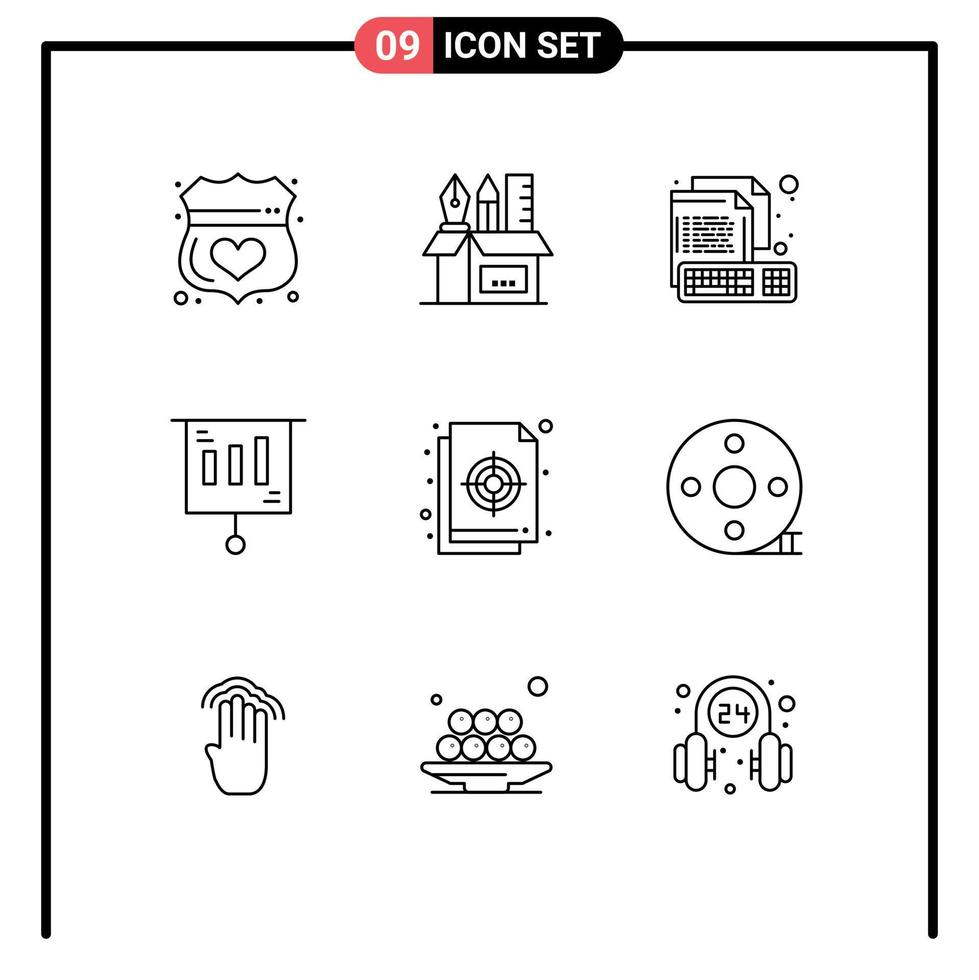 Set of 9 Commercial Outlines pack for money business scale file creative Editable Vector Design Elements