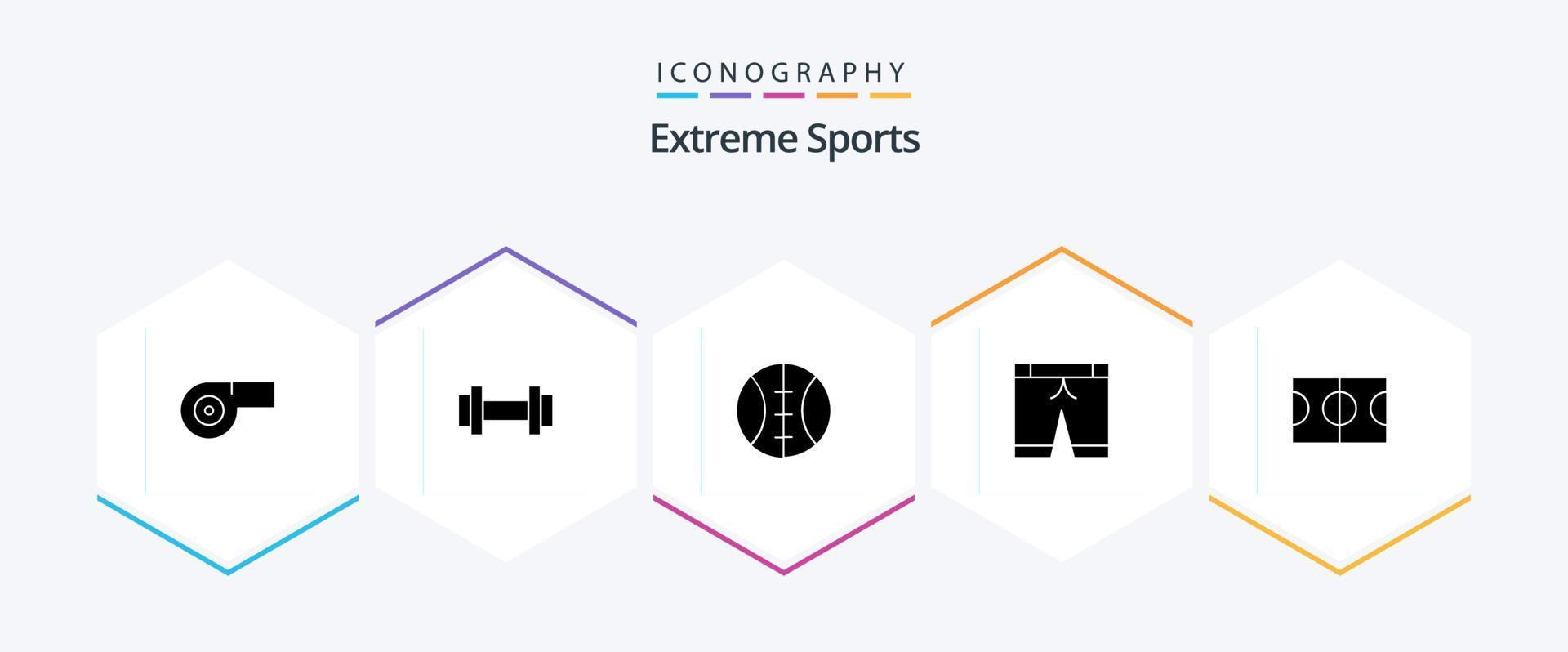 Sport 25 Glyph icon pack including . pants. . field vector