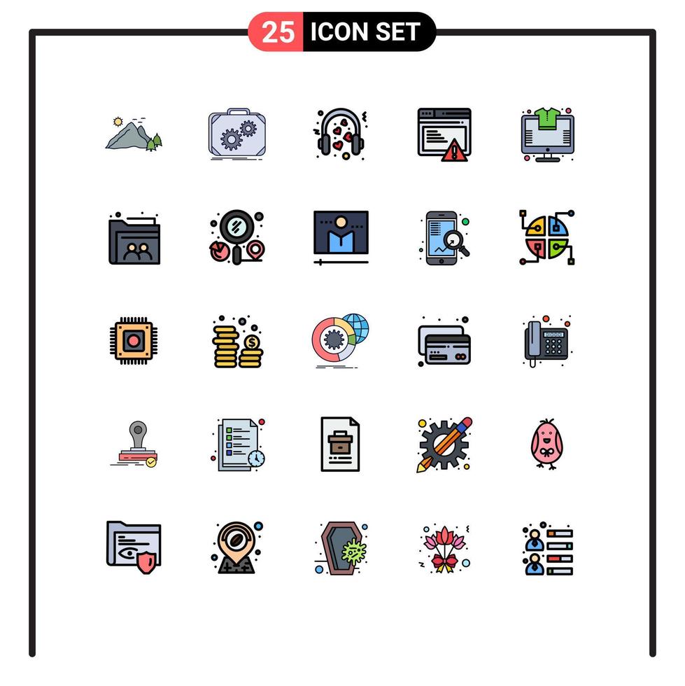 conjunto de 25 iconos modernos de la interfaz de usuario símbolos signos para la página web seo progreso boda amoroso elementos de diseño vectorial editables vector