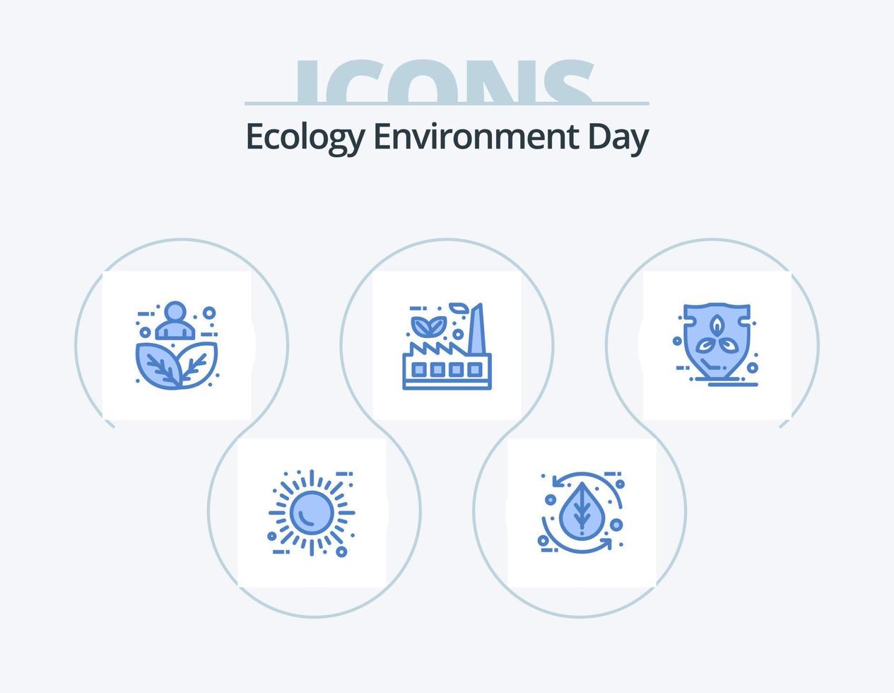 paquete de iconos azul ecología 5 diseño de iconos. ecológico lámina. lámina. persona. humanidad vector