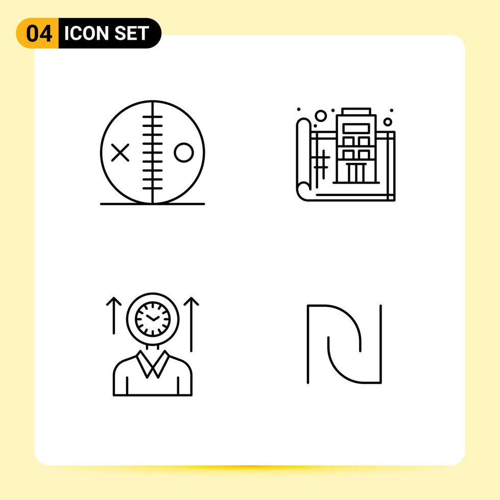 4 Universal Line Signs Symbols of costume print puncture design management Editable Vector Design Elements