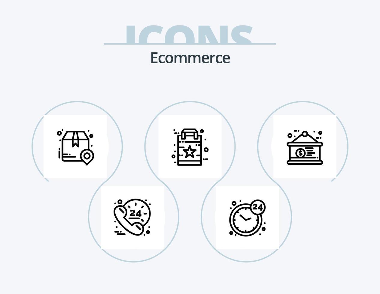 paquete de iconos de línea de comercio electrónico 5 diseño de iconos. peso. caja. signo. etiqueta. dólar vector