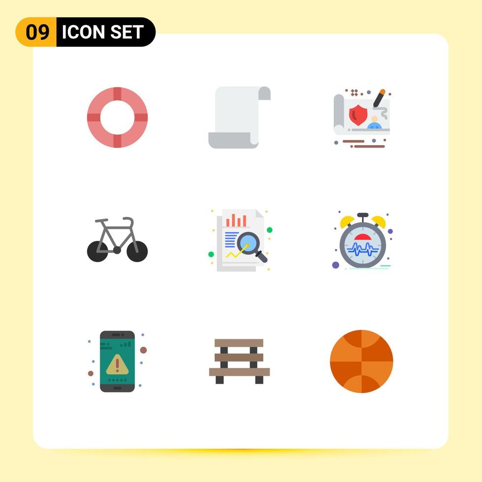 Pack of 9 Modern Flat Colors Signs and Symbols for Web Print Media such as heart data gdpr chart travel Editable Vector Design Elements