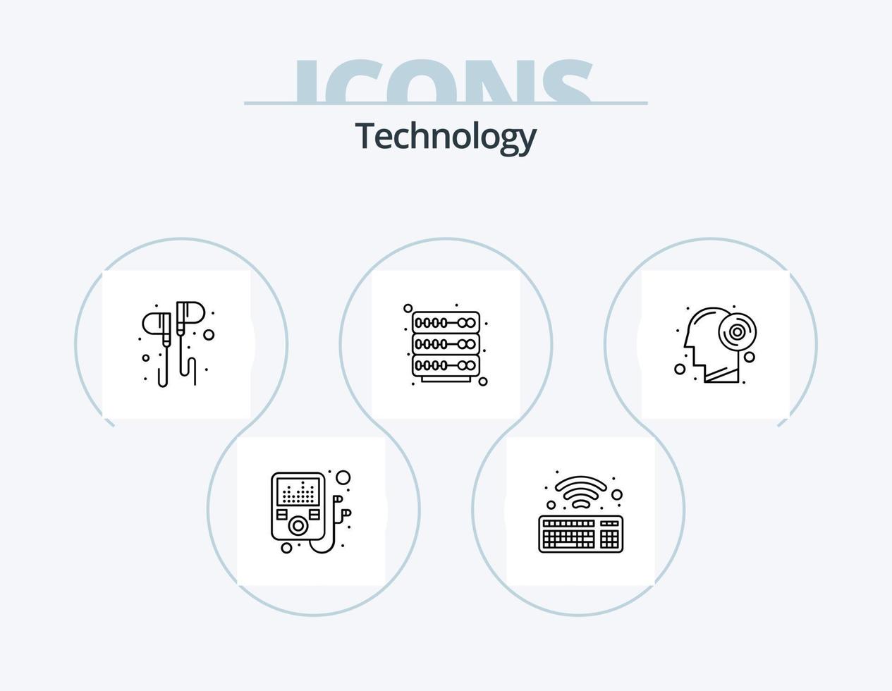 paquete de iconos de línea de tecnología 5 diseño de iconos. . . proyector palanca de mando. Almohadilla de control vector