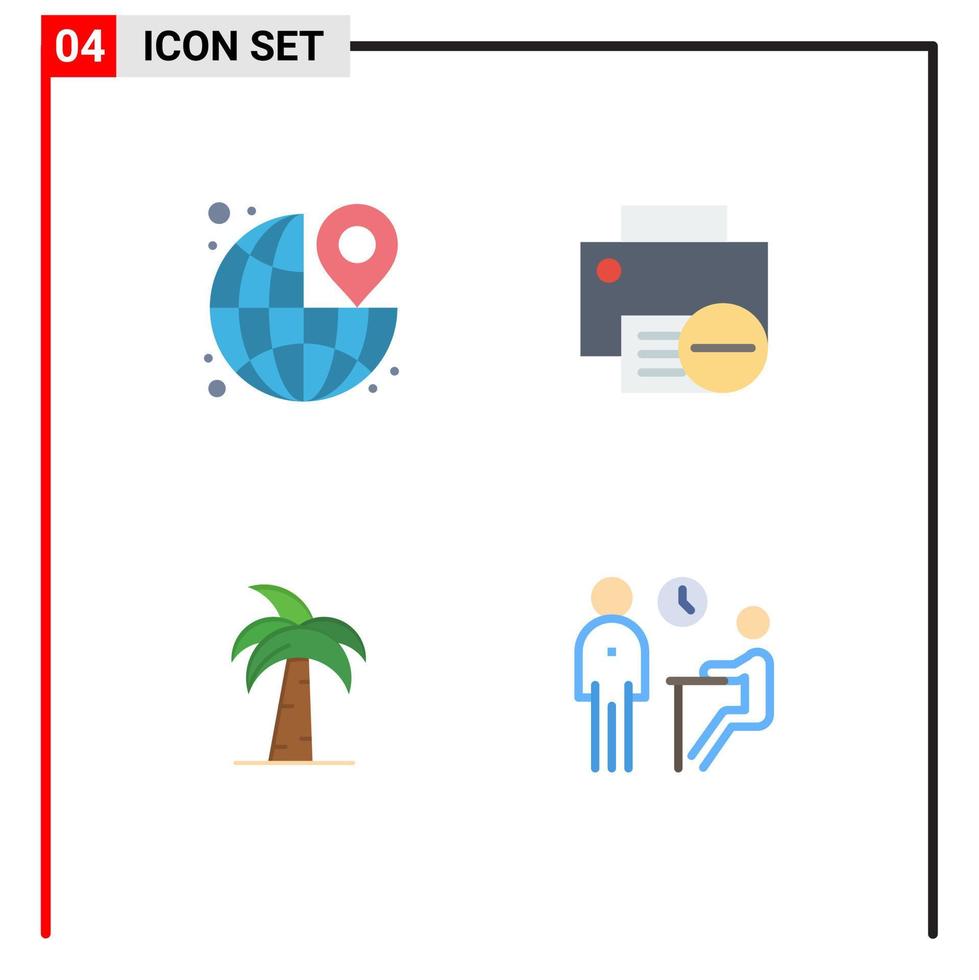 4 Thematic Vector Flat Icons and Editable Symbols of around printer the devices global Editable Vector Design Elements