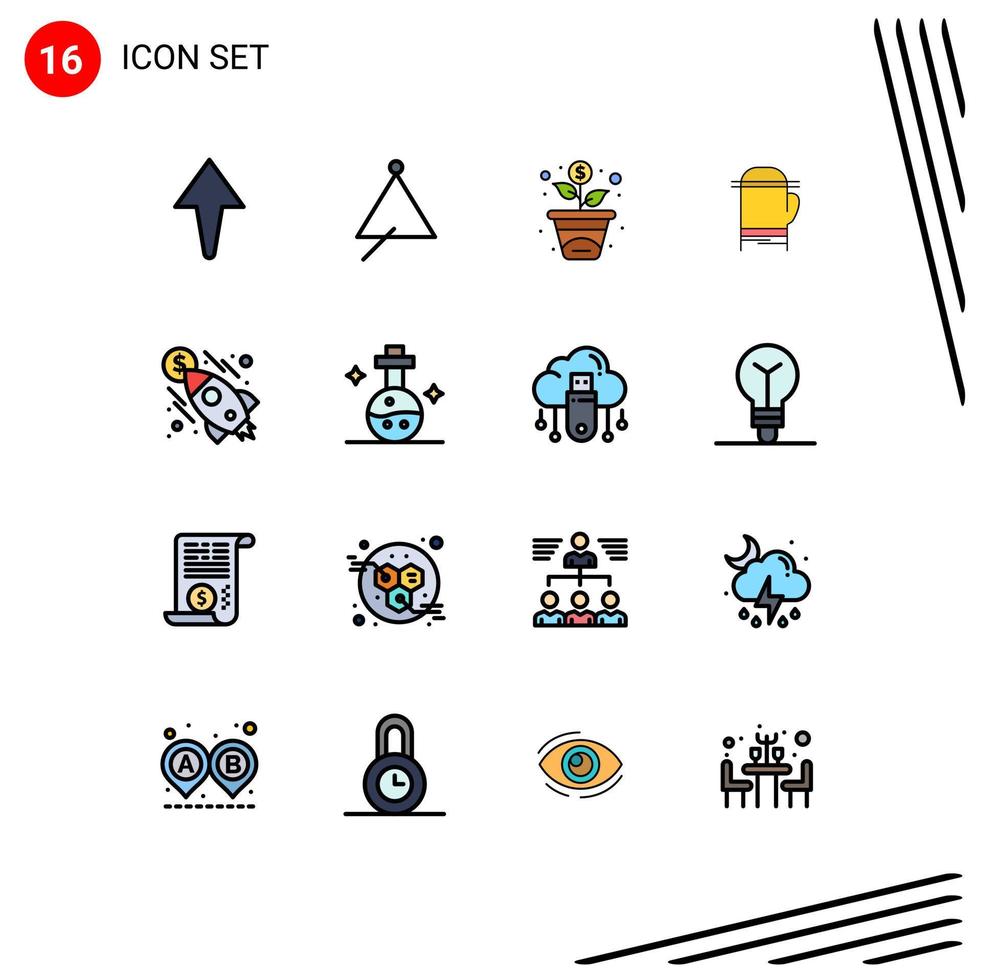 16 Creative Icons Modern Signs and Symbols of money launch growth business warm Editable Creative Vector Design Elements