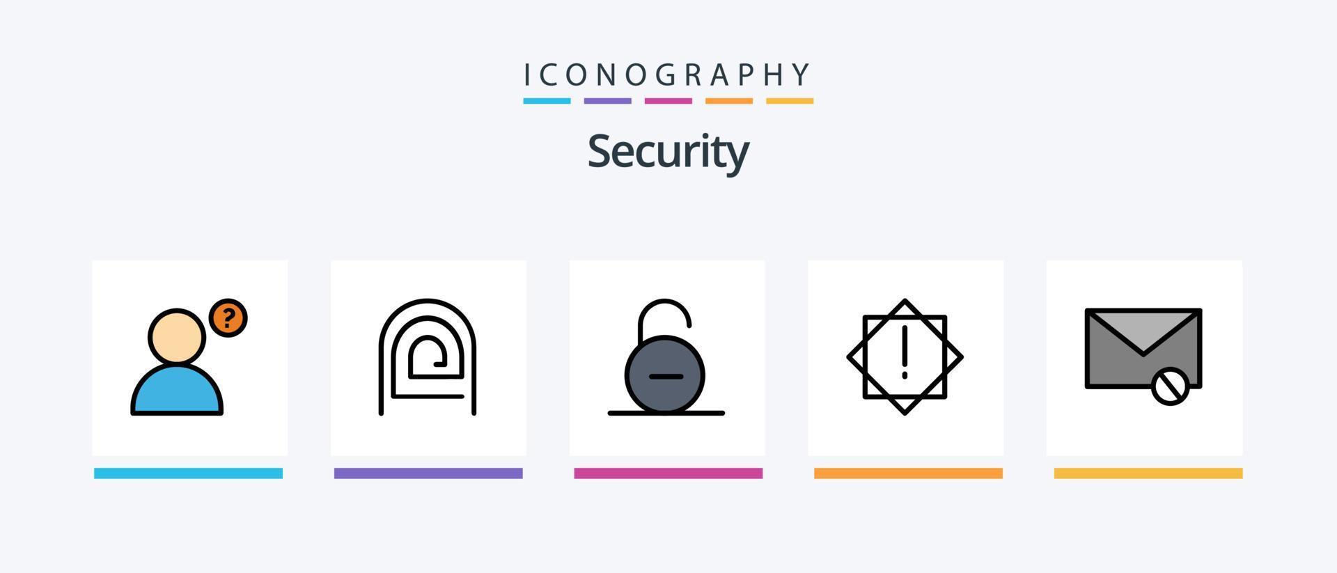 la línea de seguridad llenó el paquete de 5 iconos, incluida la seguridad. cerrar. correo. seguridad. cerrar. diseño de iconos creativos vector