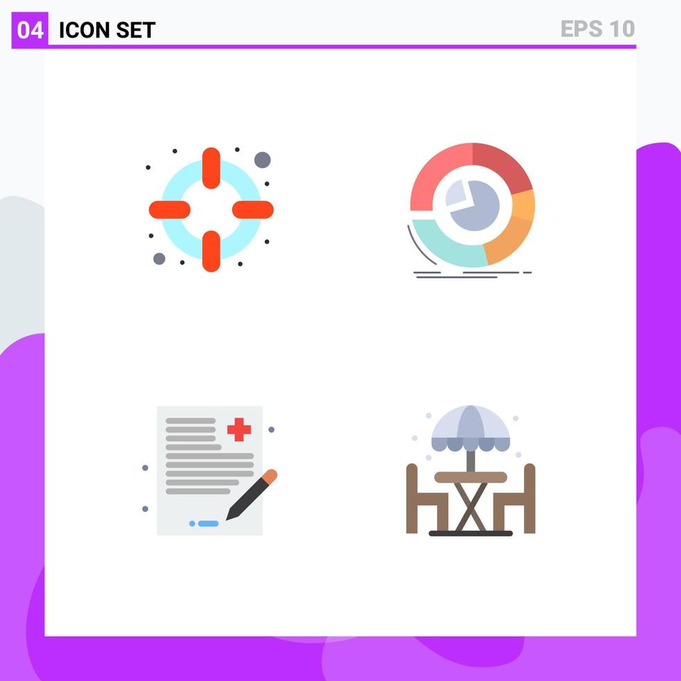 Pack of 4 creative Flat Icons of help file analysis diagram history Editable Vector Design Elements