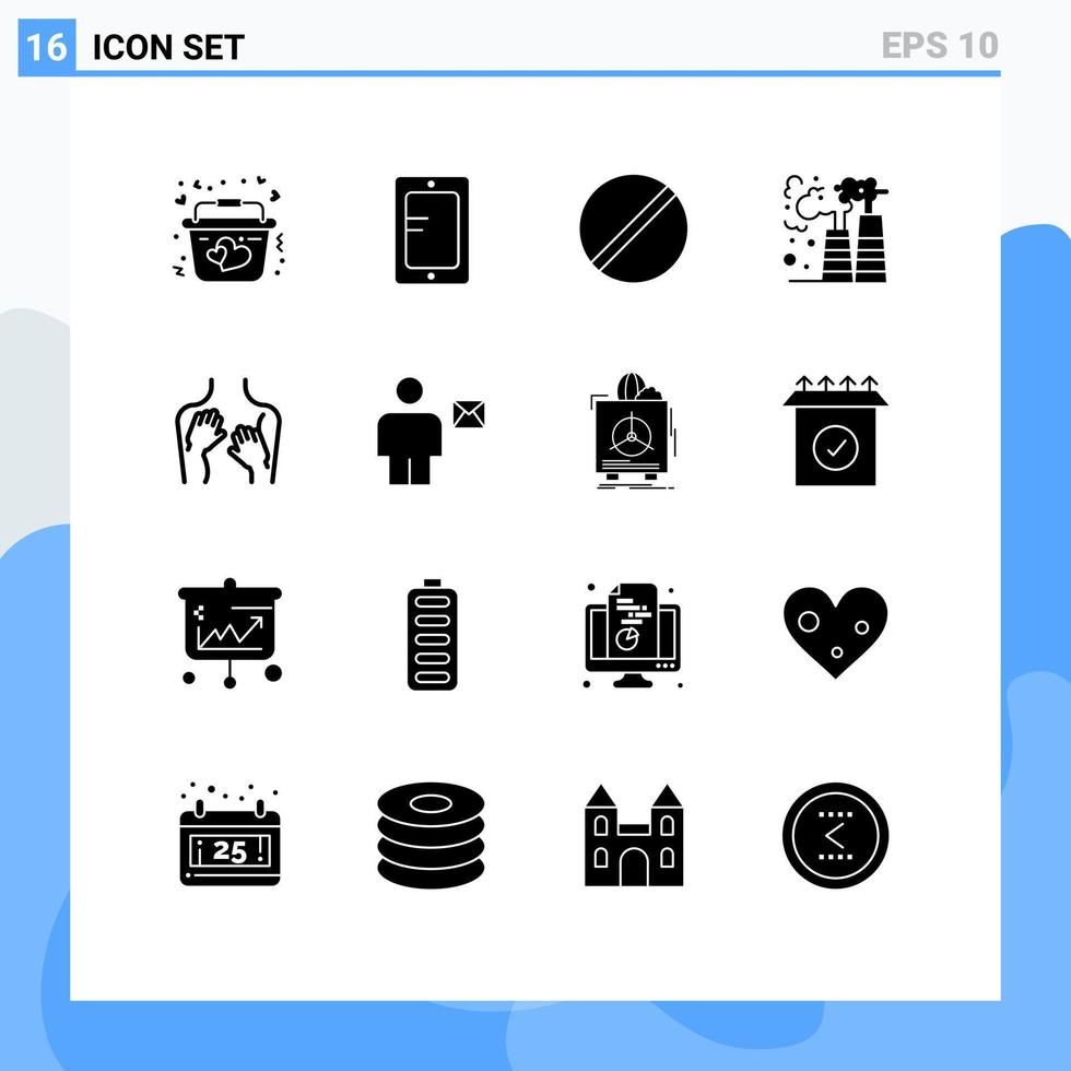 Modern Set of 16 Solid Glyphs and symbols such as beauty pollution biology gas science Editable Vector Design Elements